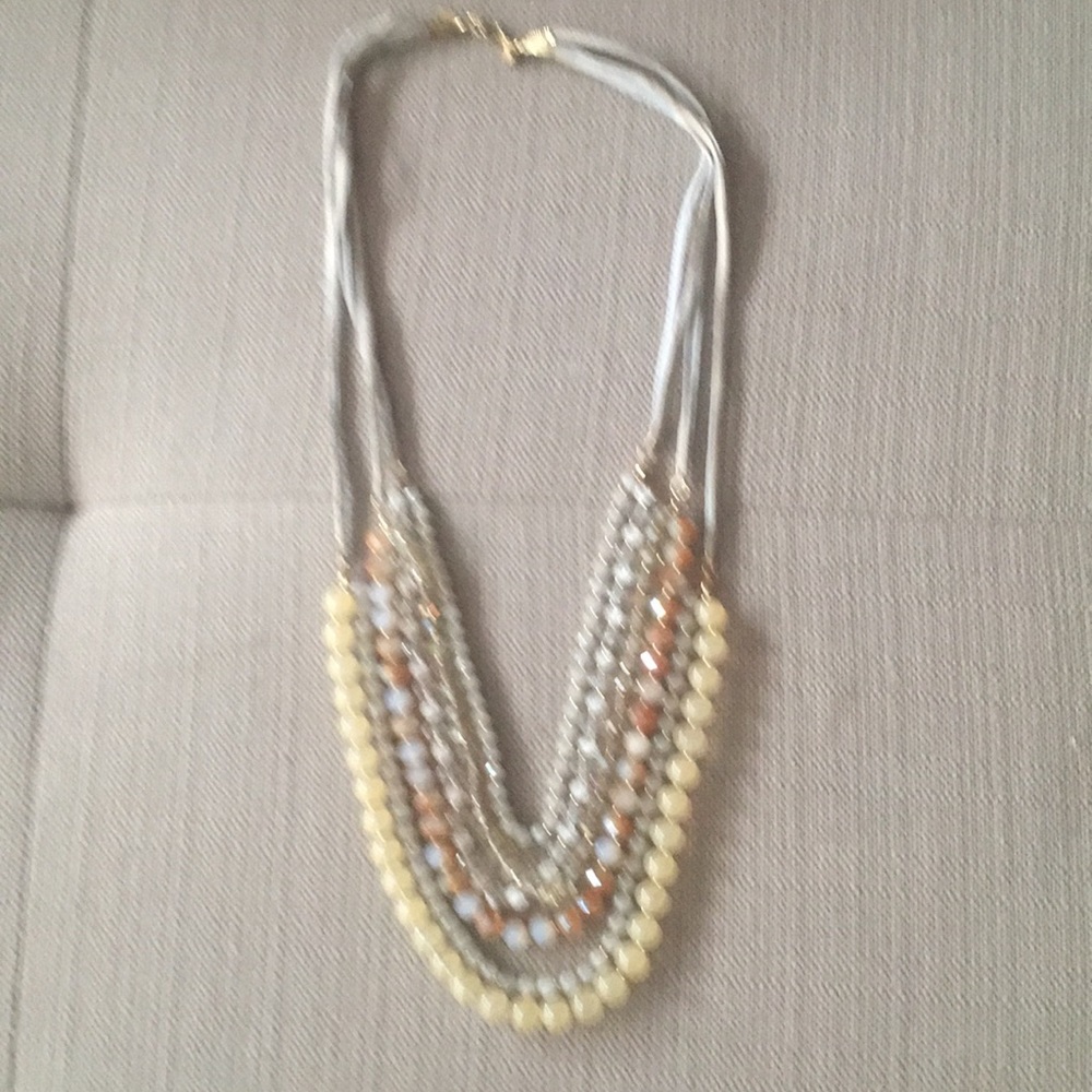Beaded necklace with 6 strands of multicolor beads